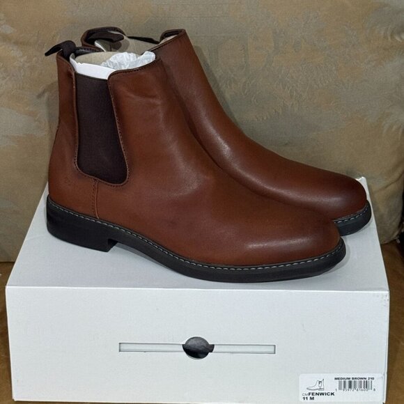 Calvin Klein Fenwick Men’s Chelsea Boots 11 Medium Brown Leather CMFENWICK 👞 - Picture 1 of 12